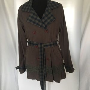 Putty Brown Corduroy Jacket with Lace Trim